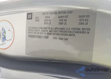 2009 Cadillac Dts 1Sc z USA, uszkodzony, nr VIN 1G6KD57Y49U111360